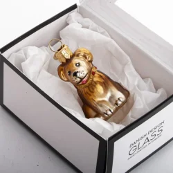 Brink Nordic - Juletrs Ophng hund Lysebrun 5 cm. Glas