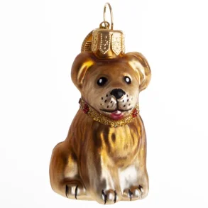 Brink Nordic - Juletrs Ophng hund Lysebrun 5 cm. Glas