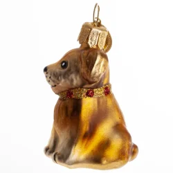 Brink Nordic - Juletrs Ophng hund Lysebrun 5 cm. Glas