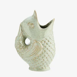 madam Stoltz - Vase fisk stentj Grn H:23,5cm.