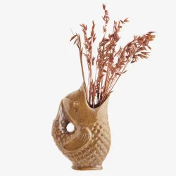 Madam Stoltz - Vase Fisk stentj Orange H: 23,5 cm.