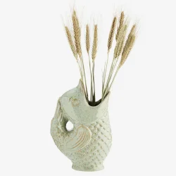 madam Stoltz - Vase fisk stentj Grn H:23,5cm.