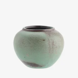 Madam Stoltz - Vase Stent�j Aqua/Brun D:14x10,5 cm.