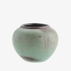 Madam Stoltz - Vase Stent�j Aqua/Brun D:14x10,5 cm.