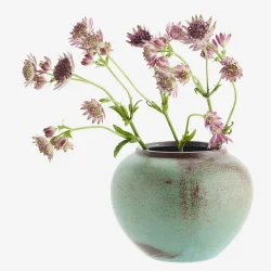 Madam Stoltz - Vase Stent�j Aqua/Brun D:14x10,5 cm.