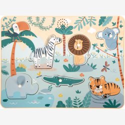 Small Foot - Trpuslespil m. safaridyr og dyrelyde 7 brikker