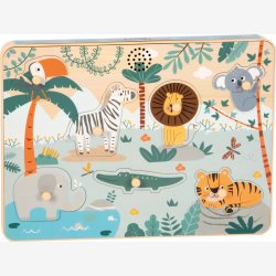 Small Foot - Trpuslespil m. safaridyr og dyrelyde 7 brikker