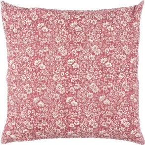 Ib Laursen pudebetrk m/ blomster agnete hindbrfarvet med beige 50x50