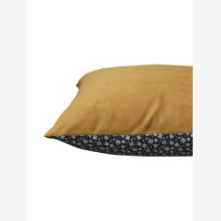 Svanefors - Pudebetrk 45x45cm. Honning/blomstret Velour/bomuld