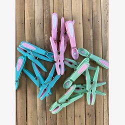 Notre Dame Tjklemme aqua m/lys pink blomst