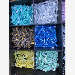 Notre Dame Tjklemme aqua m/lys pink blomst