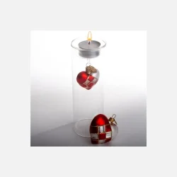 Brink Nordic - Juletrs Ophng Flettet Julehjerte Rd, Hvid &amp; Guld 5 cm. Glas