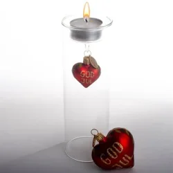 Brink Nordic - Juletrs Ophng Julehjerte m/tekst "GOD JUL" Rd &amp; Guld 5 cm