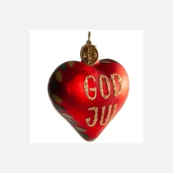 Brink Nordic - Juletrs Ophng Julehjerte m/tekst "GOD JUL" Rd &amp; Guld 5 cm