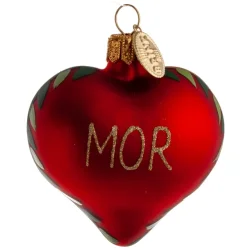 Brink Nordic - Juletrs Ophng/Julekugle Hjerte m/Teksten "Mor" 5 cm. Glas 