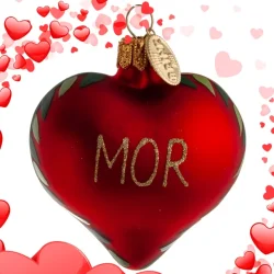 Brink Nordic - Juletrs Ophng/Julekugle Hjerte m/Teksten "Mor" 5 cm. Glas 