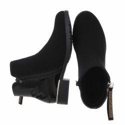 OLGA - Ankelst�vle m/guld detaljer Sort