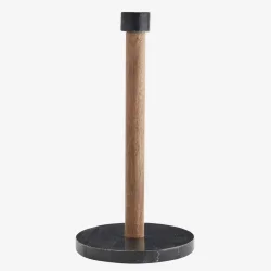 Madam Stoltz - Kkkenrulleholder Sort Marmor/Akacietr H: 30 cm. 