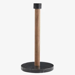 Madam Stoltz - Kkkenrulleholder Sort Marmor/Akacietr H: 30 cm. 