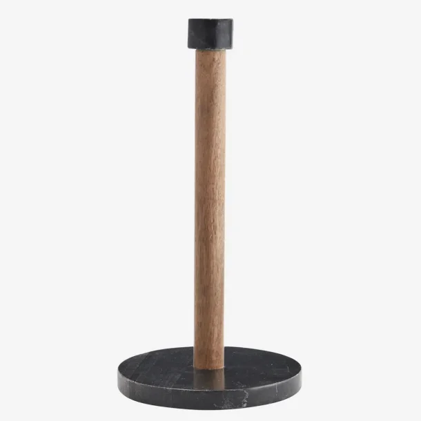 Madam Stoltz - Kkkenrulleholder Sort Marmor/Akacietr H: 30 cm. 
