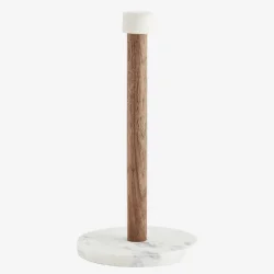 Madam Stoltz - Kkkenrulleholder Hvid Marmor/Akacietr H: 30 cm. 