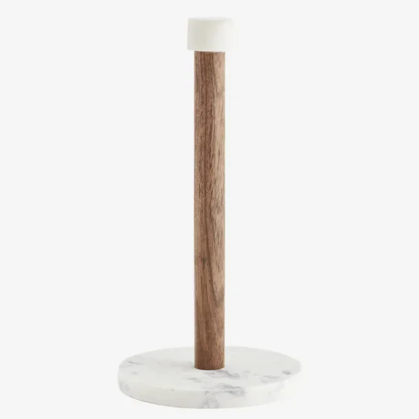 Madam Stoltz - Kkkenrulleholder Hvid Marmor/Akacietr H: 30 cm. 