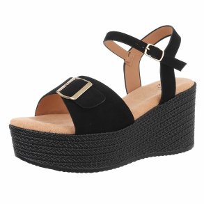 OLGA - Espadrillos Sandal Sort m/kileh�l & Sp�nde