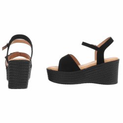 OLGA - Espadrillos Sandal Sort m/kileh�l &amp; Sp�nde