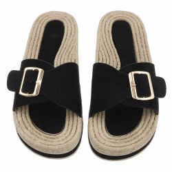 OLGA - Slip-In Sandal m/"Guld" Sp�nde Sort/Natur