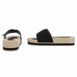 OLGA - Slip-In Sandal m/"Guld" Sp�nde Sort/Natur