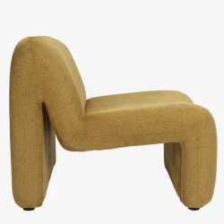 Madam Stoltz - Velour Lounge stol, Mrkegul 61x84x70 cm