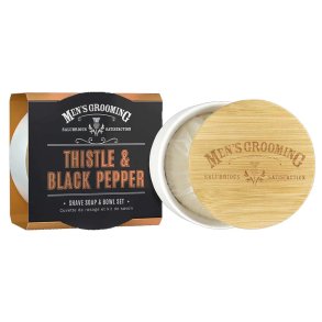 Mens Grooming Thistle & Black pebber Barbersbe i skl Set 100g