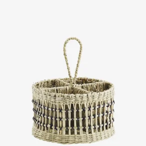 Madam Stoltz - Kurv rund m/4 rum & hndtag D: 20 H: 24 cm. 