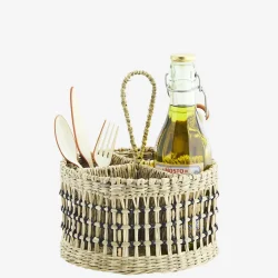 Madam Stoltz - Kurv rund m/4 rum &amp; hndtag D: 20 H: 24 cm. 