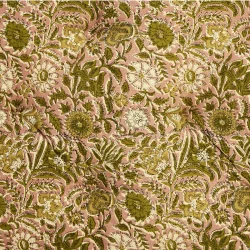 Madam Stoltz - B�nkhynde Rose/oliven/r�hvid/khaki 45x125 cm.
