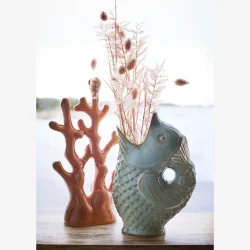 madam Stoltz - Vase fisk stentj Grn H:23,5cm.