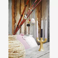 Madam Stoltz - Pudebetrk Linjemnster m/Kvaster Beige 50x50cm Bomuld/Linned.