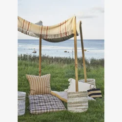 Madam Stoltz - Madras/hynde 60x100cm. Taupe &amp; Sennepsgul