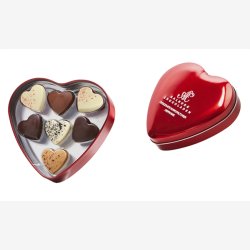 Aalborg Chokoladen - Hjerteske i metal m/7 stk. chokolade hjerter 70 g.