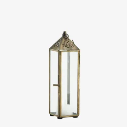 Madam Stoltz - Lanterne m/ophng patineret Messing look H: 22 6 x 6 cm. 