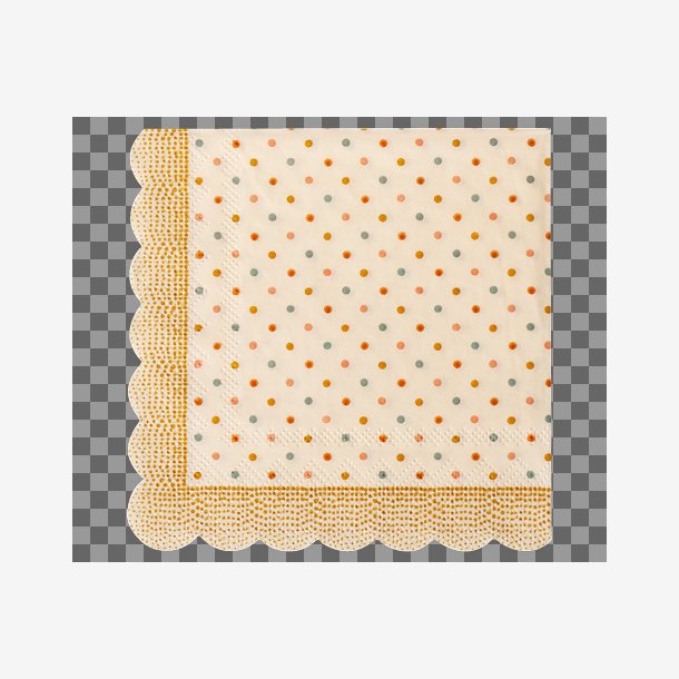 Maileg - Servietter m. farverige prikker Okker 12x12cm. 20 stk.