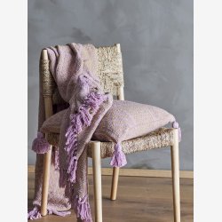 Bloomingville Rodion plaid, rosa, genanvendt bomuld. 