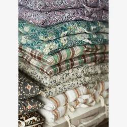 Madam Stoltz - Madras/hynde 60x100cm. Blomstret Grn, Gr &amp; Hvid.