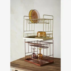 Madam Stoltz - Opvaskestativ 2 etager m/drypbakke 35 x 25 x 33,5 cm. Rust