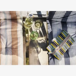 Madam Stoltz - Stribede bomuldsmadras Rose, hvid, bl�, gr� 60x100cm