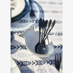 Madam Stoltz - Sk�l Fiskeform R�hvid Stent�j 14x10x5 cm./ 20 cl