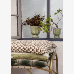 Madam Stoltz - Madras/hynde Ternet Gr�n/r�hvid/brun 70x180 cm.