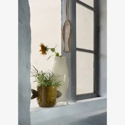 Madam Stoltz - Glasvase Fiskeform M�rkegr�n H:27 cm.