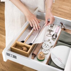 OH - Folieskrer dobbelt til 2 ruller i bambus 40 x 13,5 x 5,5 cm