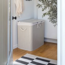 Vasketjskurv m/3 rum, Gr bambus 144 L. 60 X 40 X 60 cm.